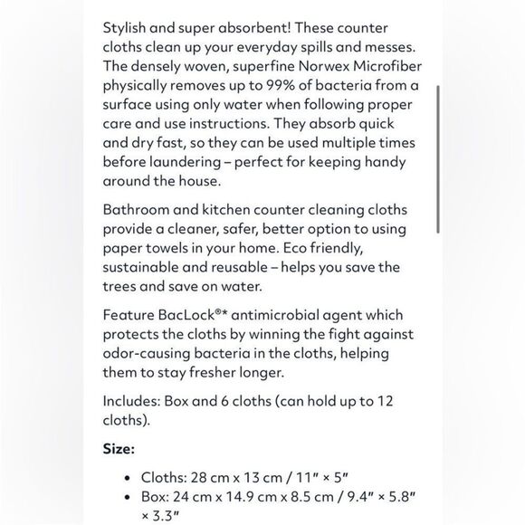 Norwex Counter Cloths and Box Set - Set of 6 Cloths NWT - Picture 4 of 14